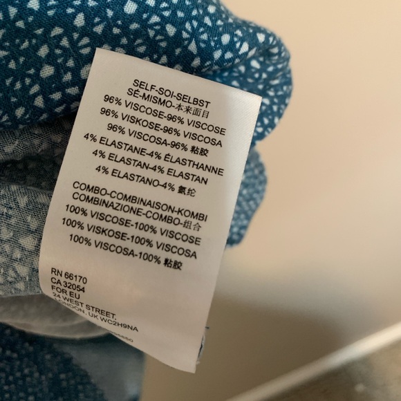 Maeve Teal and White Patterned Top, size S - Picture 9 of 10